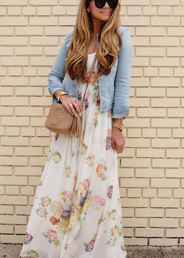 Floral dress and denim jacket